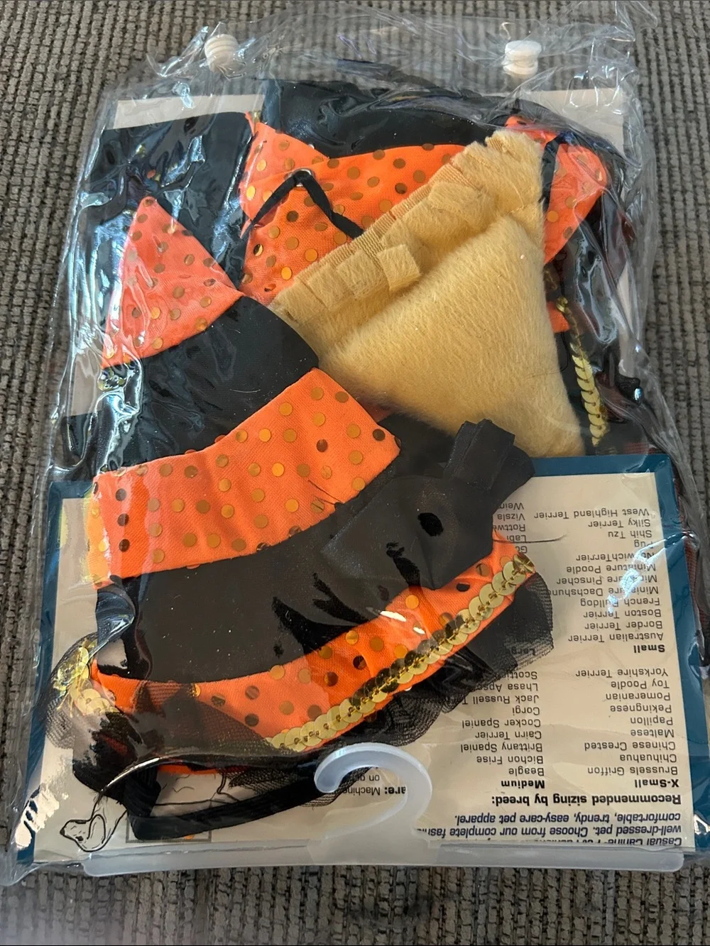 Dog Witch Halloween costume NEW witch hat, plush broom toy with squeaker